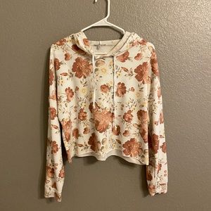Cropped Floral Hoodie